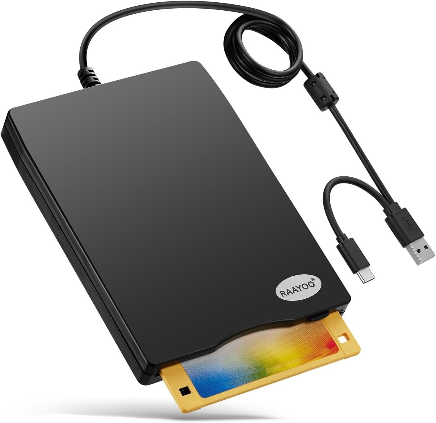 Floppy Disk Reader, External USB 2.0 & Type C Floppy Disc Reader, Portable 3.5-image