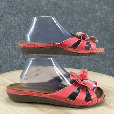 Ulla Popken Sandals Womens 10 M Slide Pink Leather Slip On Casual Open Toe Flats