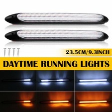 2x Led Switchback Drl Tube Light Strip Amber White Sequential Flow Turn Signal