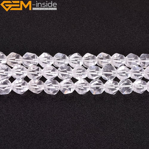 Faceted White Clear Crystal Quartz Natural Polygonal Beads Jewellery Making15" - Picture 32 of 32