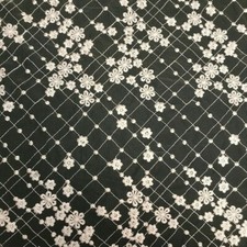 Ivory 3D Floral Grid Embroidery Lace Mesh Fabric Wedding Dress DIY By Metre New