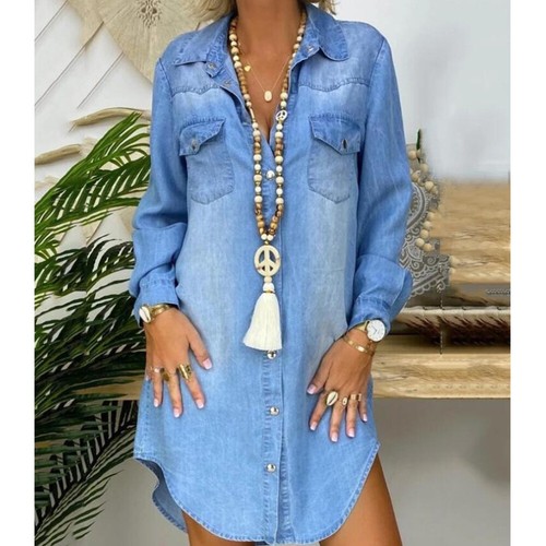 light blue denim button up shirt
