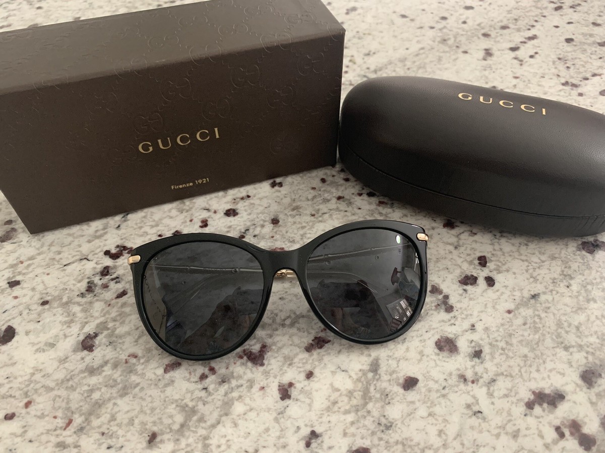 GUCCI GG 3771/N Black Gold Temples Rhinestone Sunglasses W/case | eBay 