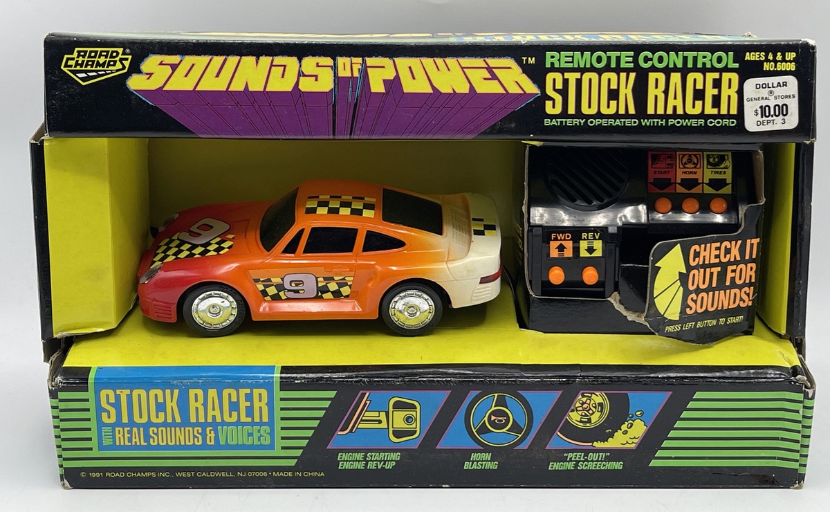 Vintage 1991 Road Champs Sounds of Power stock racer Porsche toy