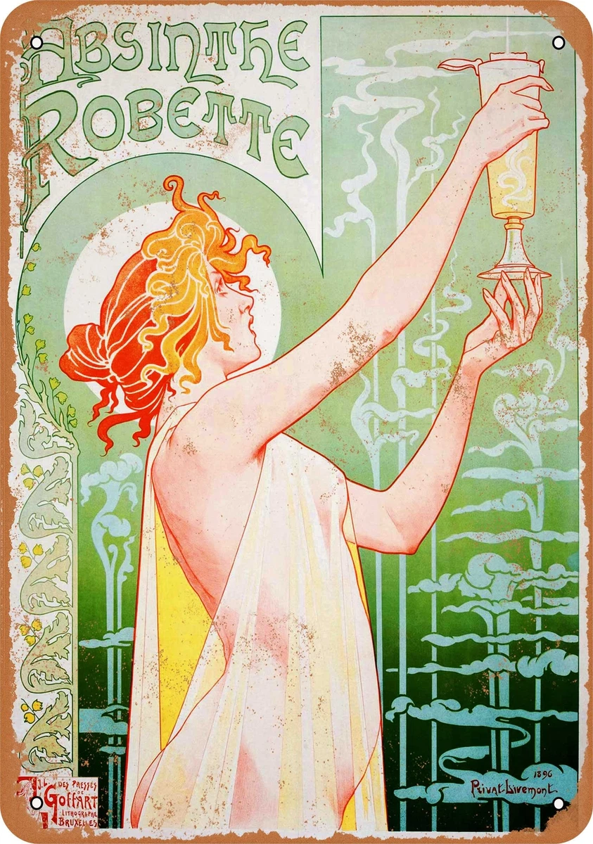 Aoevc Targa In Metallo Vintage 40x30 Cm 'French Absinthe Pernot' Per Decorazione Parete - 3