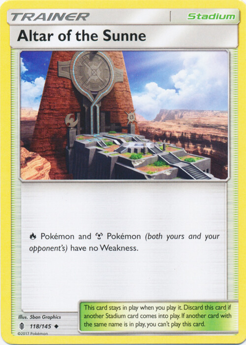 Pokemon Altar of the Sunne - 118/145 - Uncommon NM-Mint Guardians Rising