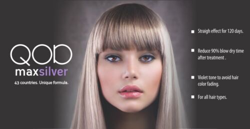 Trattamento lisciatura capelli brasiliano QOD Max Silver kit 2 senza formaldeide - Foto 1 di 1