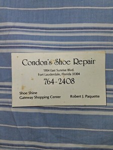 condon's shoe repair Fort Lauderdale business card vintage