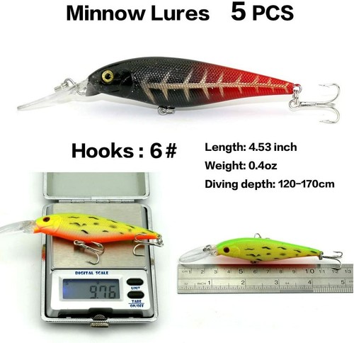 Bass Fishing Lures Tackle Kit Minnow Popper VIB Crankbait Saltwater Freshwater - Picture 24 of 27