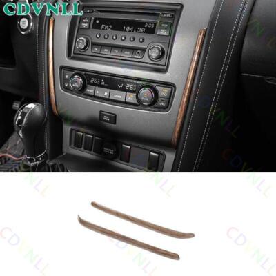 For Nissan Armada Y62 2017-2020 Wood Grain Central GPS Navigation Panel Strip 2*