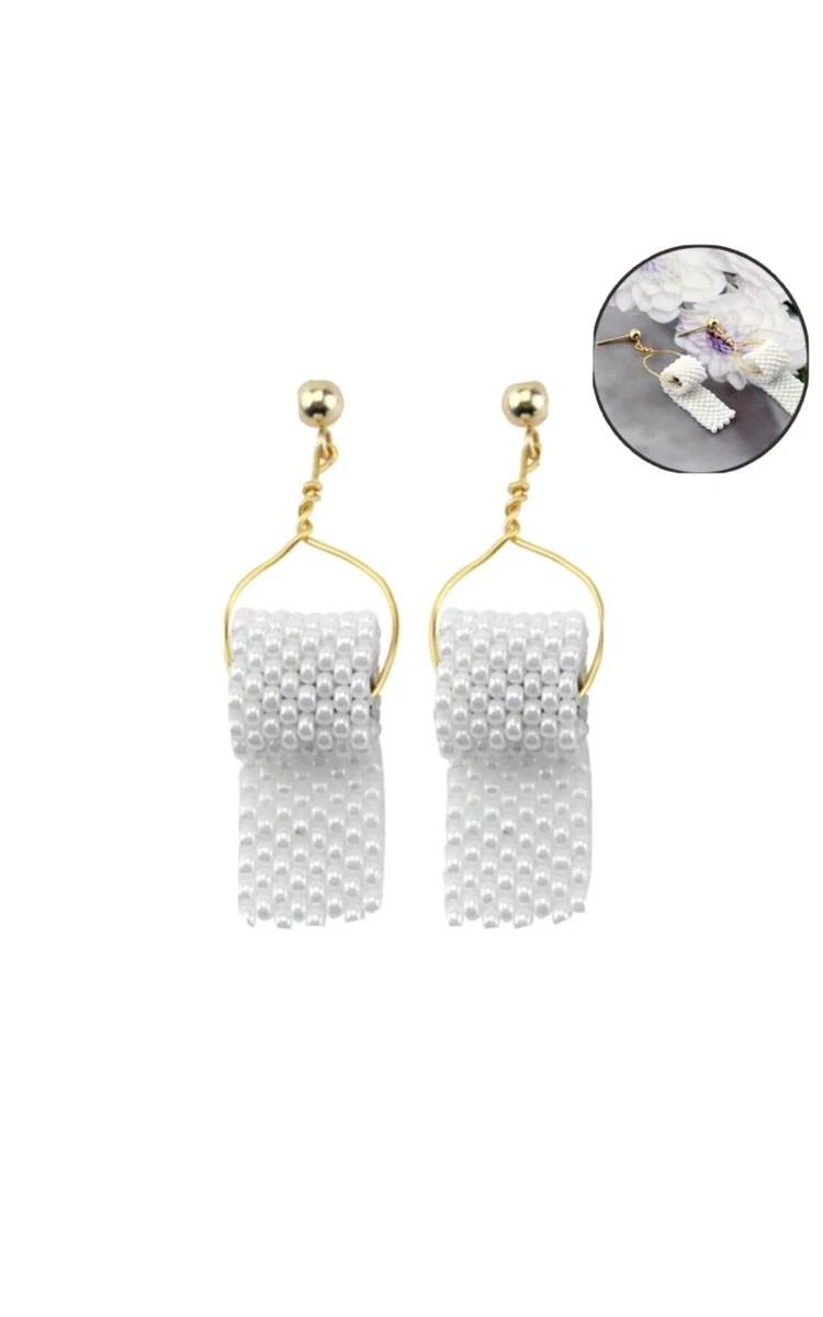 Pearl Toilet Paper Ear Hooks 3d Paper Earrings Roll Ear, 49 OFF