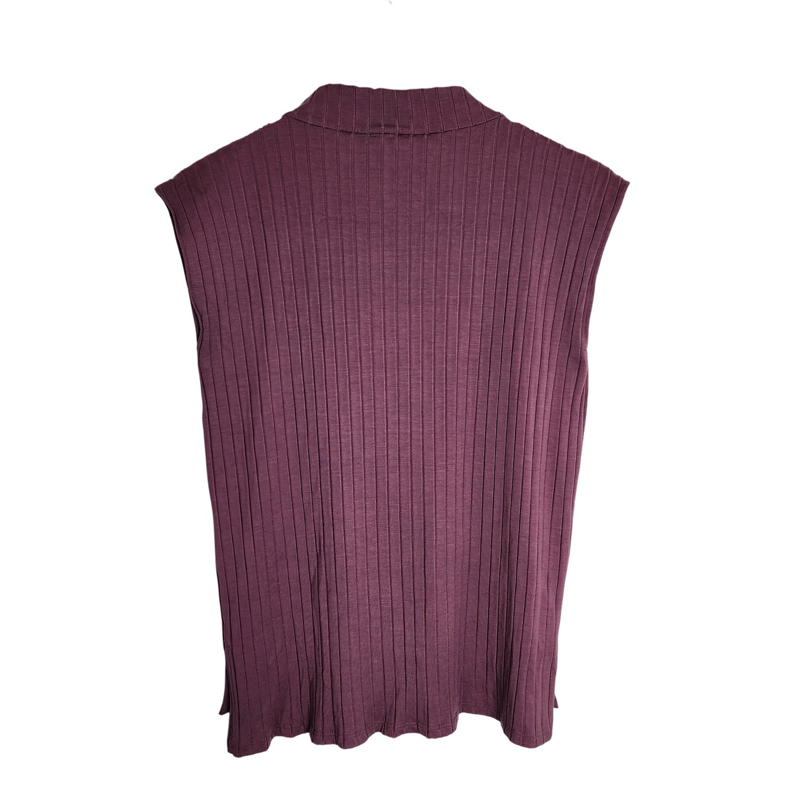 Eileen Fisher Tank Women's Medium Mock Neck Sleeveless Ribbed Top