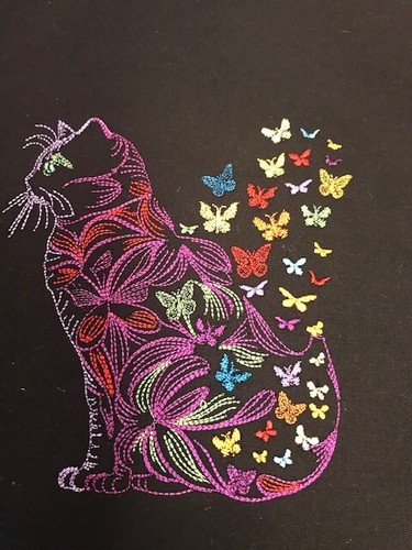 BLOQUES DE EDREDÓN BORDADOS UN JUEGO DE 10 - HERMOSOS GATOS ABSTRACTOS SOBRE KONA NEGRO - Imagen 10 de 10