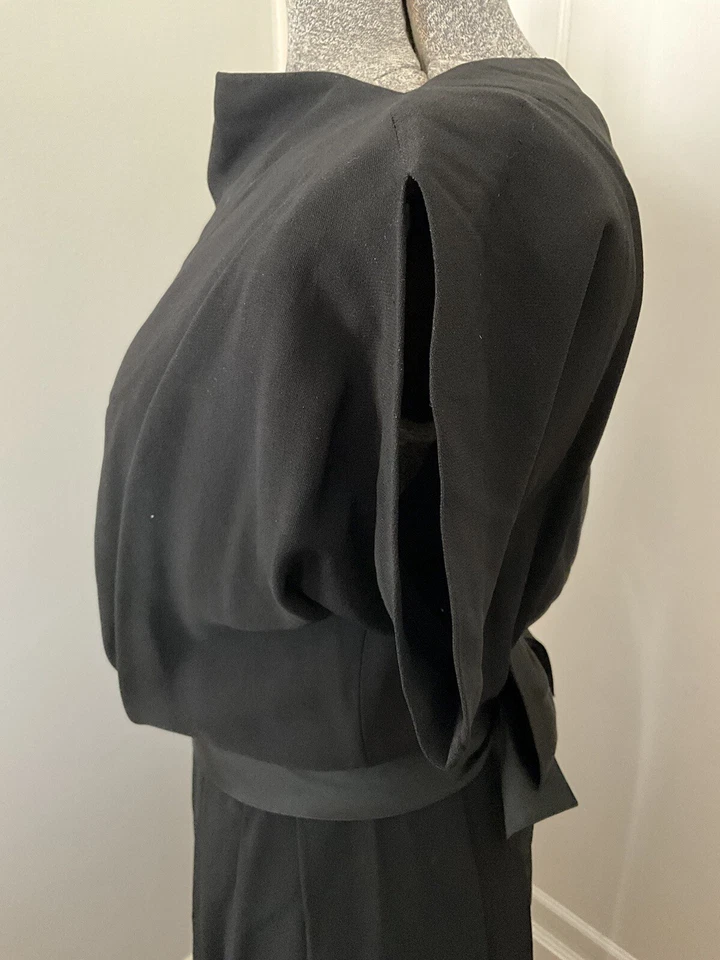 Vestido negro Carlye vintage años 60 con dobladillo festoneado con cuentas Foto 4 de 4