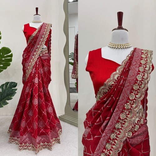 Lanzamiento Nuevo Sari de Seda Kota con Elegante Blusa para Boda - Imagen 3 de 11