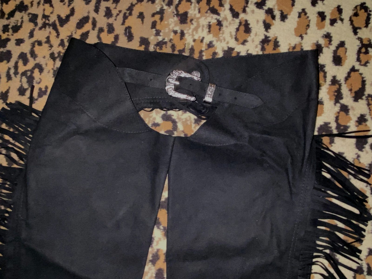 Grand Chaps Western à Franges EQUI-GRIP Luxe Synthétique Noir - Taille 31-37