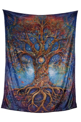 Tree Of Life Fleece Blanket Plush Warm Gift Two Sizes