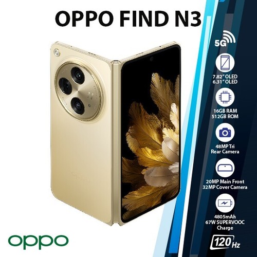 OPPO Find N3 5G 16GB+512GB Dual SIM Android Cell Phone – GOLD (Global) - 第 1/7 張圖片