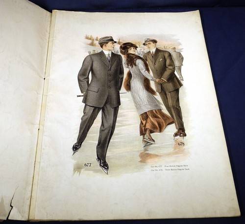 1910-1911 Fall and Winter Fashions Antique Catalog 22"x16" Plates Men's Clothing - Picture 4 of 11