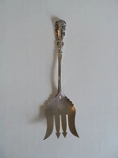 ANTIQUE MECHANICS SILVER CO. STERLING SILVER SARDINE FORK, BRITE-CUT DESIGN 