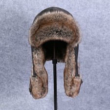 Hommes Simili Cuir Fourrue Aviateur Chapeau Trappeur Casquette Volant Ouchanka