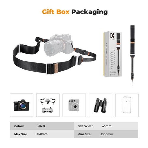 K&F Concept Camera Shoulder Strap Adjustable 100-145cm width-45mm Black - Picture 7 of 7