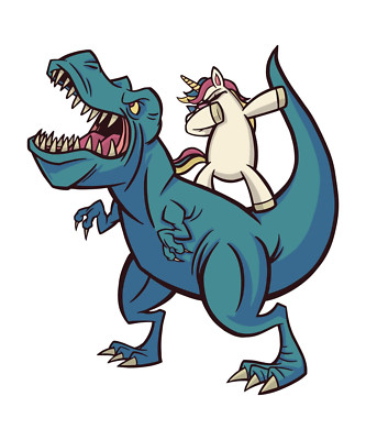 Dabbing Unicorn Riding Dinosaur Sticker Decal