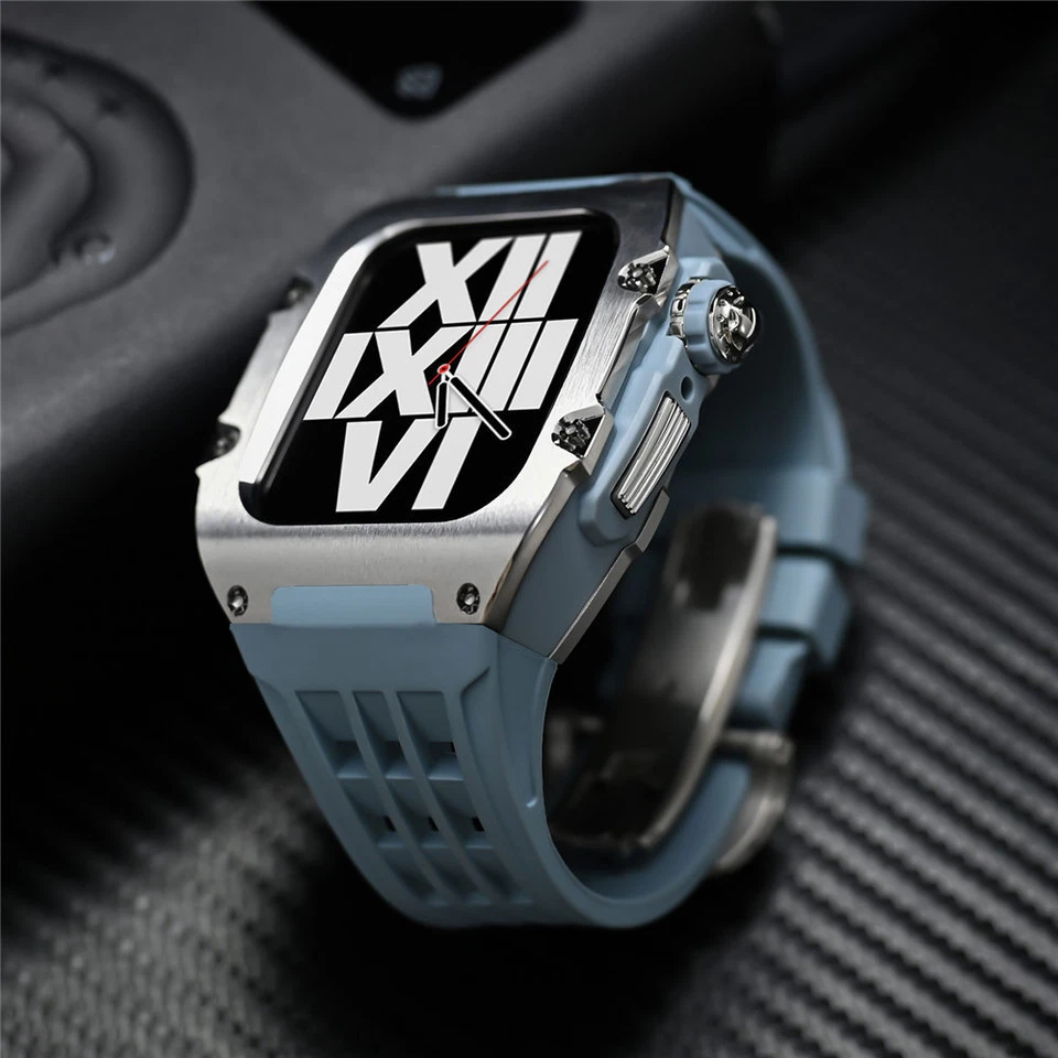 316L Stainless Steel Cas + Rubber Strap AP Mod Kit for Apple Series 9 8 7 6 5 SE - Image 4 of 4