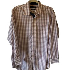 Paul Fredrick Non-Iron Dress Shirt Mens size 16 / 33 White Blue 2 Ply Cotton NEW