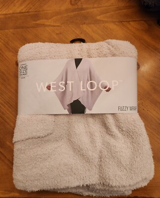 West Loop Women's One Size Fits Most Beige Fuzzy Wrap