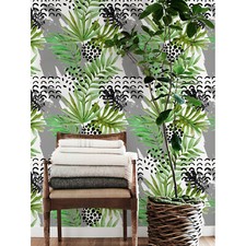 Tropical Ink and Leaves Non-woven wallpaper Easy on Traditional Wall Mural
