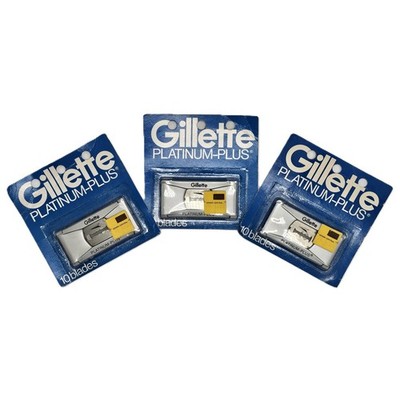 Vintage Gillette Platinum Plus Double Edge Razor Blades Sealed USA 3 10 packs