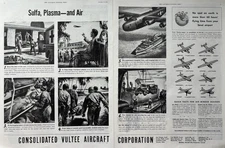 1944 Consolidated Vultee Aircraft Corp Sulfa Plasma Air WWII Planes VTG Print Ad