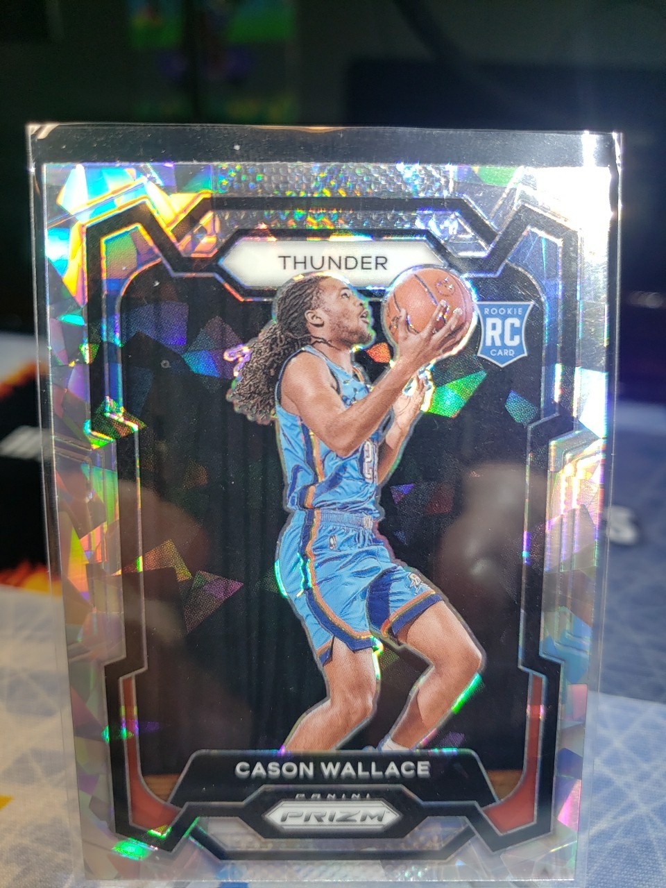 2023-24 Prizm Cason Wallace #139 Cracked Ice Prizm (RC) Thunder