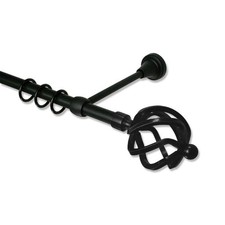 Gardinenstangen einläufig Metall Schwarz Landhaus-Stil16 mm Ø