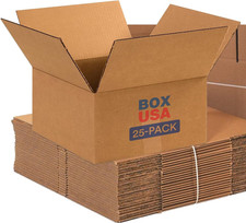 Shipping Boxes 12"L X 12"W X 6"H 25-Pack Flat Corrugated Cardboard Box for Packi