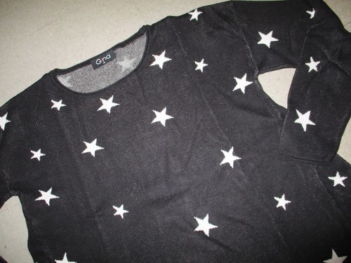 schöner Strick Pulli GINA Gr.40 schwarz Sterne A-Linie - Bild 2 von 2