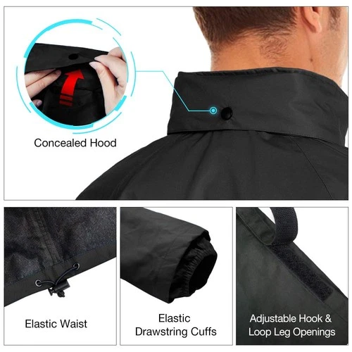 Rain Suit for Men, Waterproof Lightweight 2-Piece Rain Gear, Black image 5