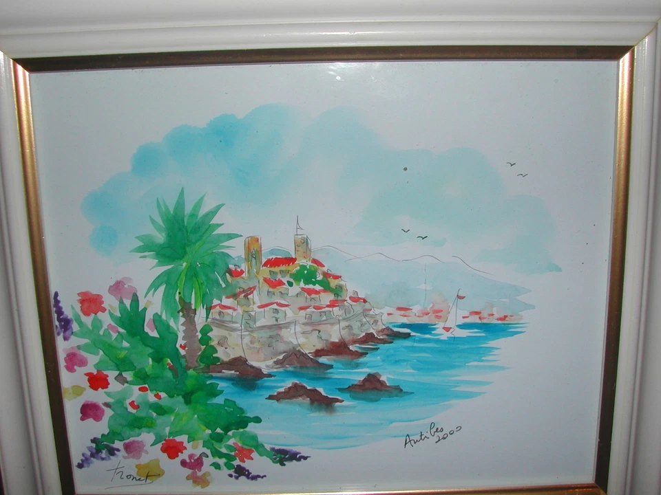Aquarelle signée MARCEL TRONET : ANTIBES 2000 - Photo 4/4