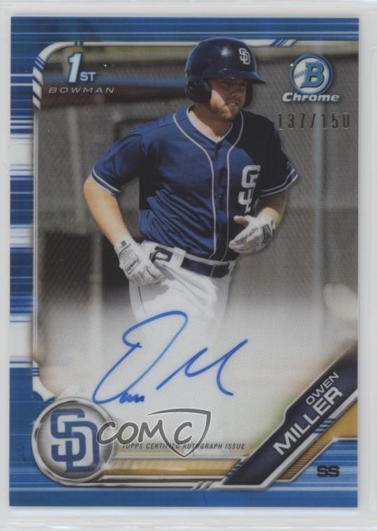 2019 Bowman Chrome Prospects Blue Refractor 137/150 Owen Miller #CPA-OM Auto ns6