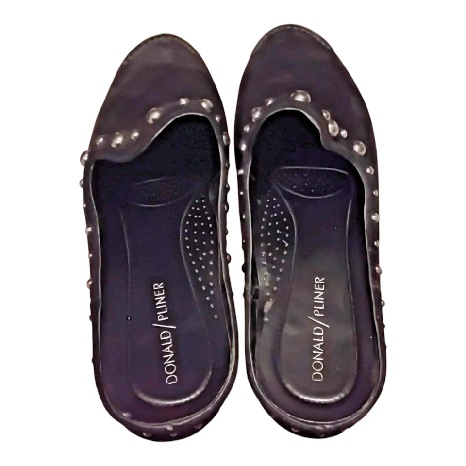 Donald Pliner 女式黑色麂皮绒铆钉懒人鞋平底鞋 9M 码 — 第 4/4 张图片