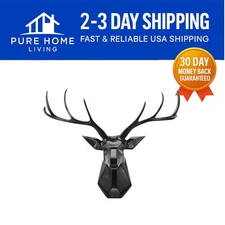 Versatile Faux Deer Head Wall Art - Black Metal 23.3''W x 21.3''H for Any Room