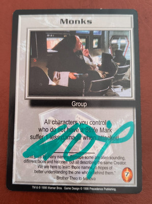 Babylon 5 B5 CCG 1998 Precedence Monks Card Signed by Brad Dourif - RARE