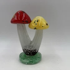 Art Glass Sculpture Mushroom Paperweight SPI Home Decor Red Yellow White Green