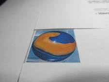 OLD VINTAGE STUNNING HTF AKRO BLUE ORANGE HYBRID CORKSCREW MARBLE-39/64" MINT