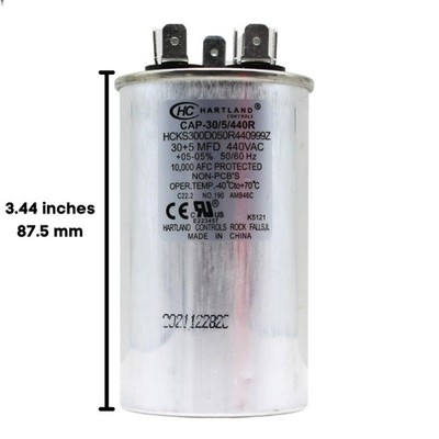 30/5 uF 30+5 MFD 370V/440V Dual Run Start Round AC Capacitor 30 5 uF 370/440 ...