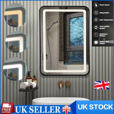 OUTDOORDECORATIONUK Illuminated Bathroom Mirror with LED Lights Demister Touch Sensor Wall Mounted