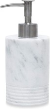 Marble Soap Dispenser Stainless Steel Pump Bathroom Kitchen Countertop White