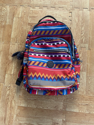 Kipling Backpack Clas Seoul Nylon  Large Bag Weekend Travel Multicolor *Flaws*