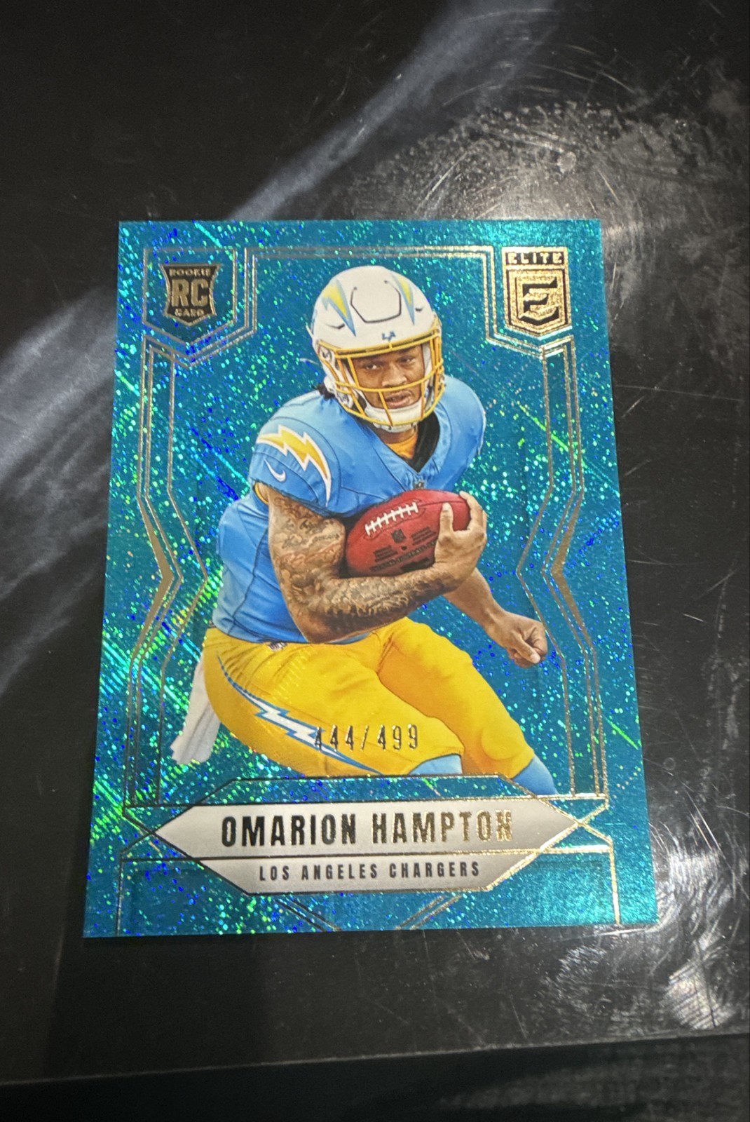2025 Panini Donruss Elite - Rookies Omarion Hampton #132 Teal Matrix /499 (RC)
